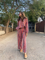 Mitaliwadhwa L Red stripe woolen set