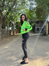 Mitaliwadhwa Neon Green Biker Jacket