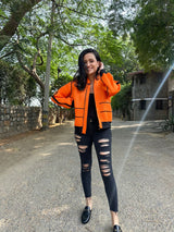 Mitaliwadhwa Neon orange biker jacket