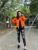 Mitaliwadhwa Neon orange biker jacket
