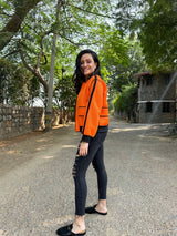 Mitaliwadhwa Neon orange biker jacket