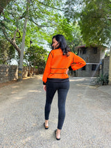 Mitaliwadhwa Neon orange biker jacket