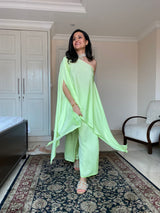 Mitaliwadhwa Off Shoulder Set- Neon Lime