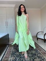 Mitaliwadhwa Off Shoulder Set- Neon Lime