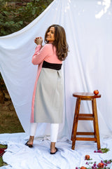 Mitaliwadhwa Pink & Grey Overcoat