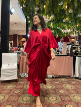 Mitaliwadhwa Red Luxe Knot Top