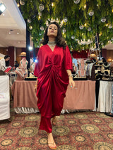 Mitaliwadhwa Red Luxe Knot Top