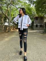 Mitaliwadhwa White Biker Jacket