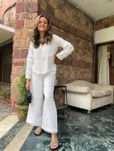 Mitaliwadhwa White Linen Set with Detailing