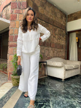 Mitaliwadhwa White Linen Set with Detailing