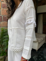 Mitaliwadhwa White Linen Set with Detailing