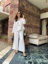 Mitaliwadhwa White Linen Set with Detailing