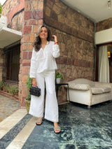 Mitaliwadhwa White Linen Set with Detailing