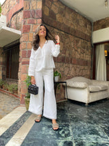 Mitaliwadhwa White Linen Set with Detailing