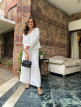 Mitaliwadhwa White Linen Set with Detailing