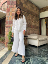 Mitaliwadhwa White Linen Set with Detailing