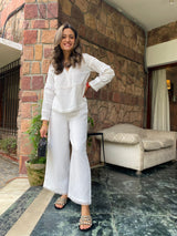 Mitaliwadhwa White Linen Set with Detailing