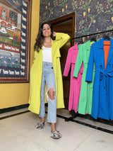 Mitaliwadhwa XS / YELLOW Pink Candy Overcoat