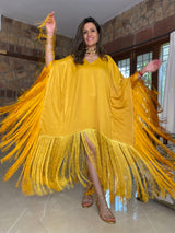 Mitaliwadhwa Yellow Frill Kaftan dress