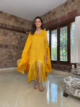 Mitaliwadhwa Yellow Frill Kaftan dress