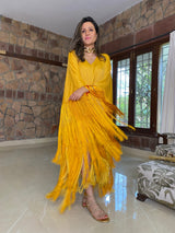 Mitaliwadhwa Yellow Frill Kaftan dress