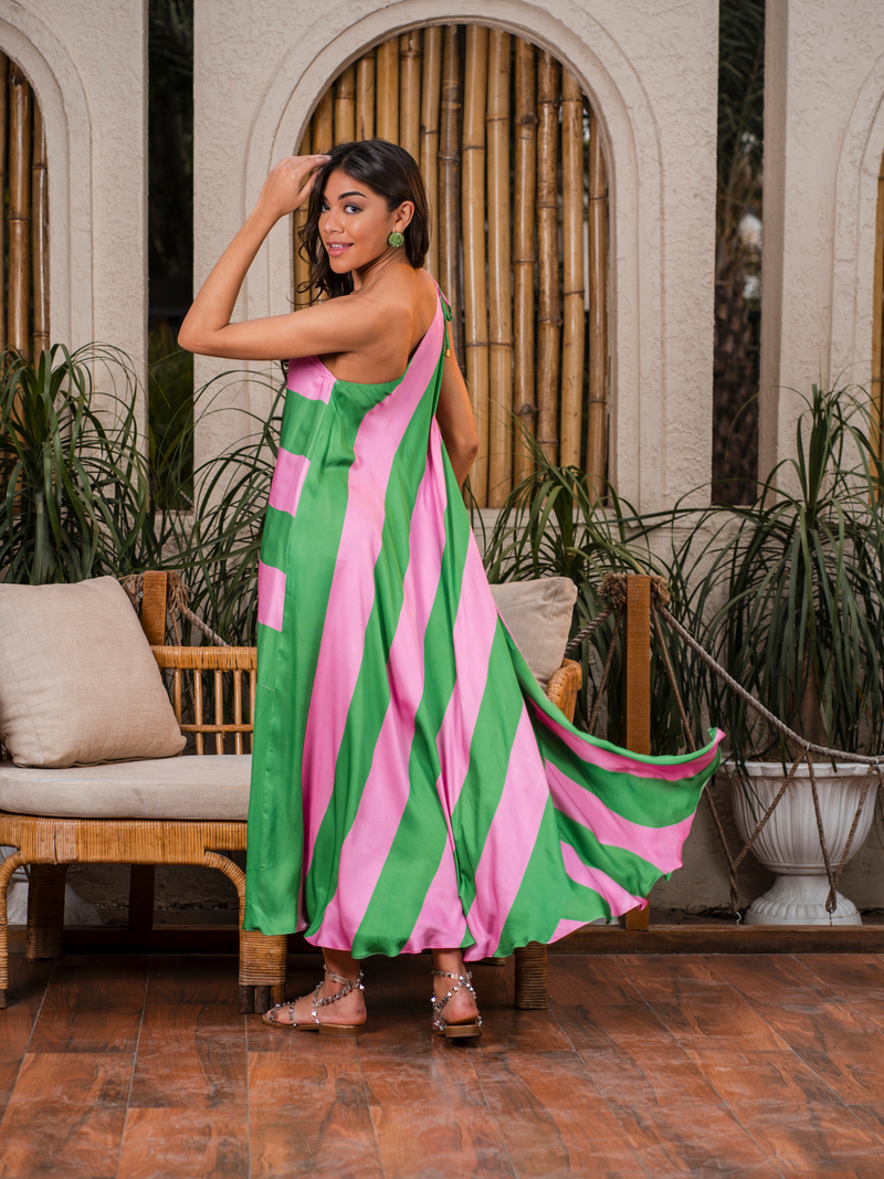 Pink and Green stripe maxi