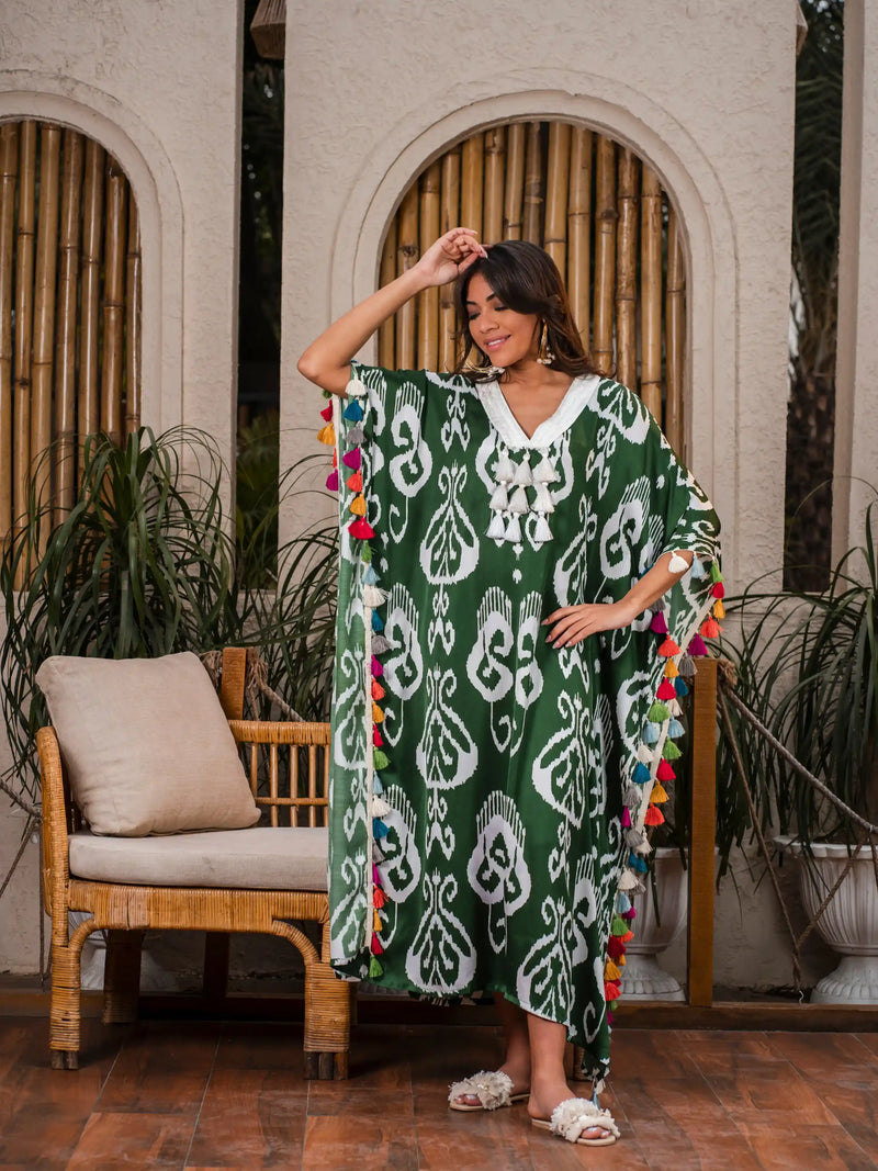 Green Ikat Kaftan