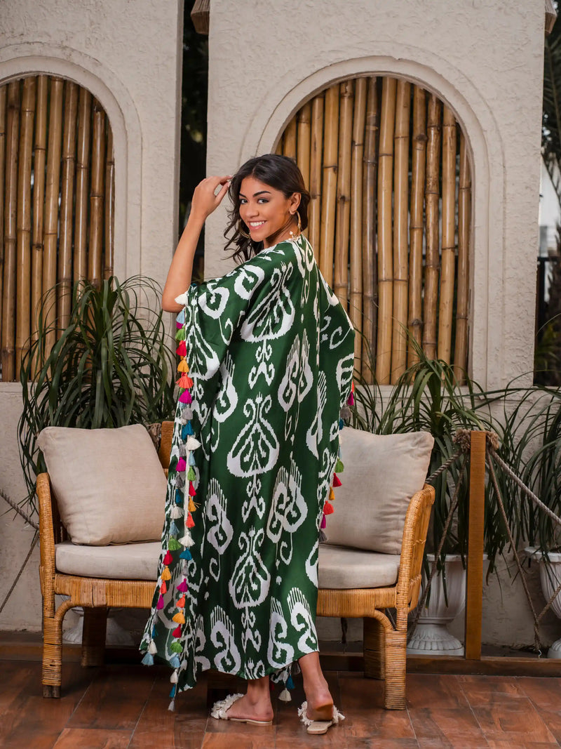 Green Ikat Kaftan