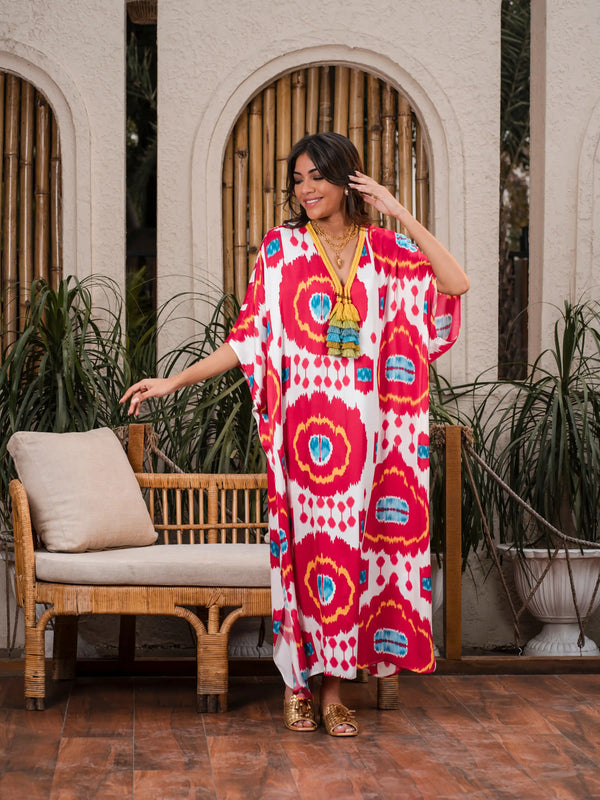 Red Ikat kaftan