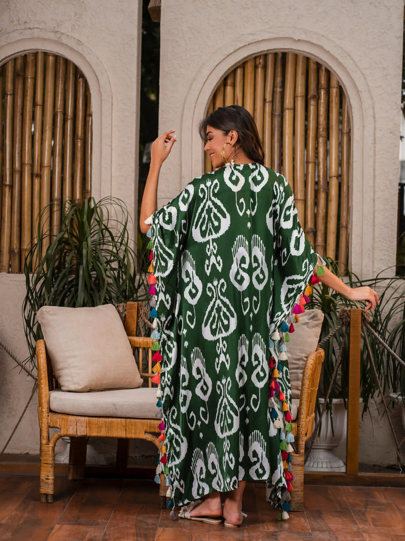 Green Ikat Kaftan