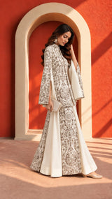 MW EMBROIDERY JACKET WITH SHARARA SET-IVORY