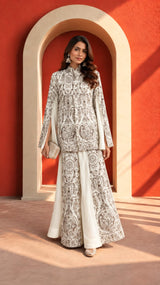 MW EMBROIDERY JACKET WITH SHARARA SET-IVORY