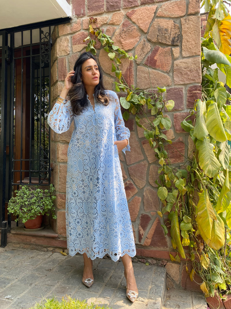 Light blue scallop dress