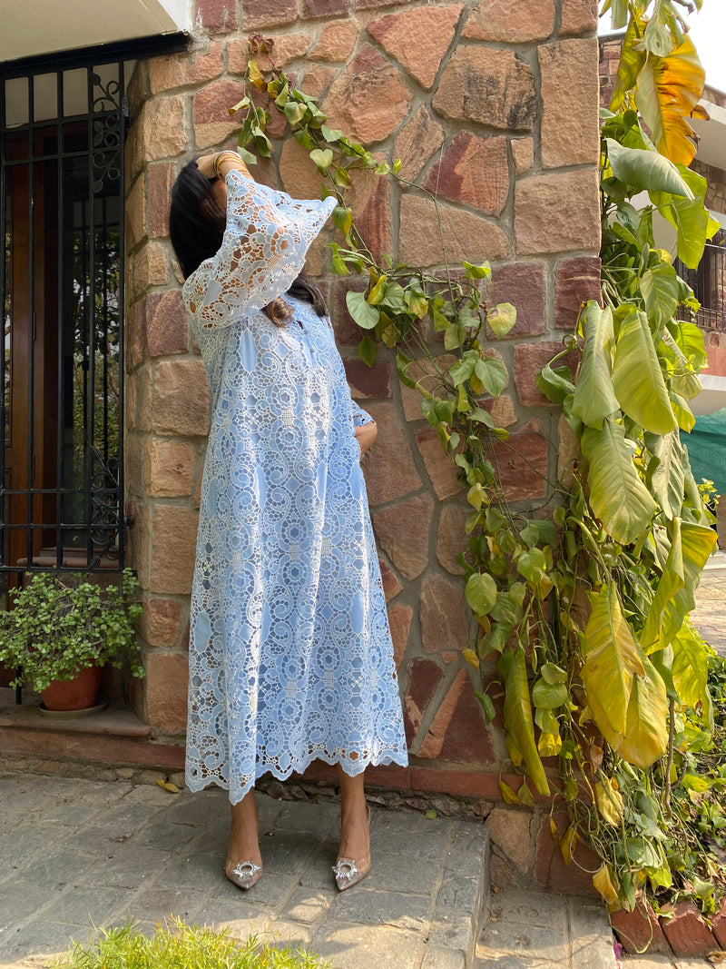 Light blue scallop dress