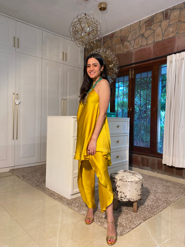 Festive set with attached dupatta- Yellow