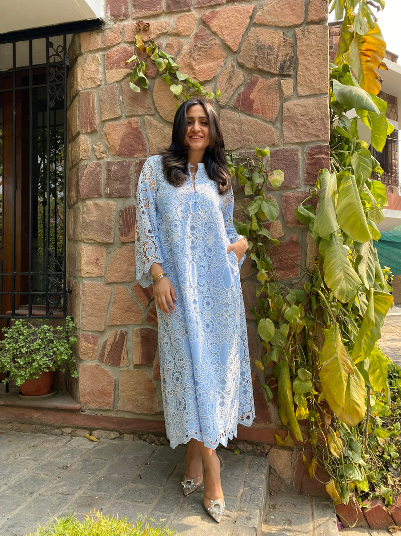 Light blue scallop dress