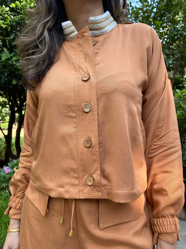Mitaliwadhwa Camel Cargo Jacket