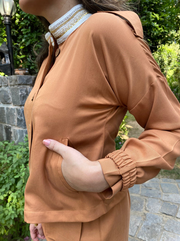 Mitaliwadhwa Camel Cargo Jacket
