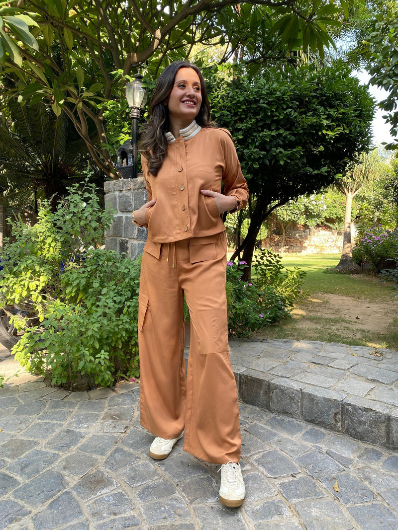 Mitaliwadhwa Camel Cargo Jacket
