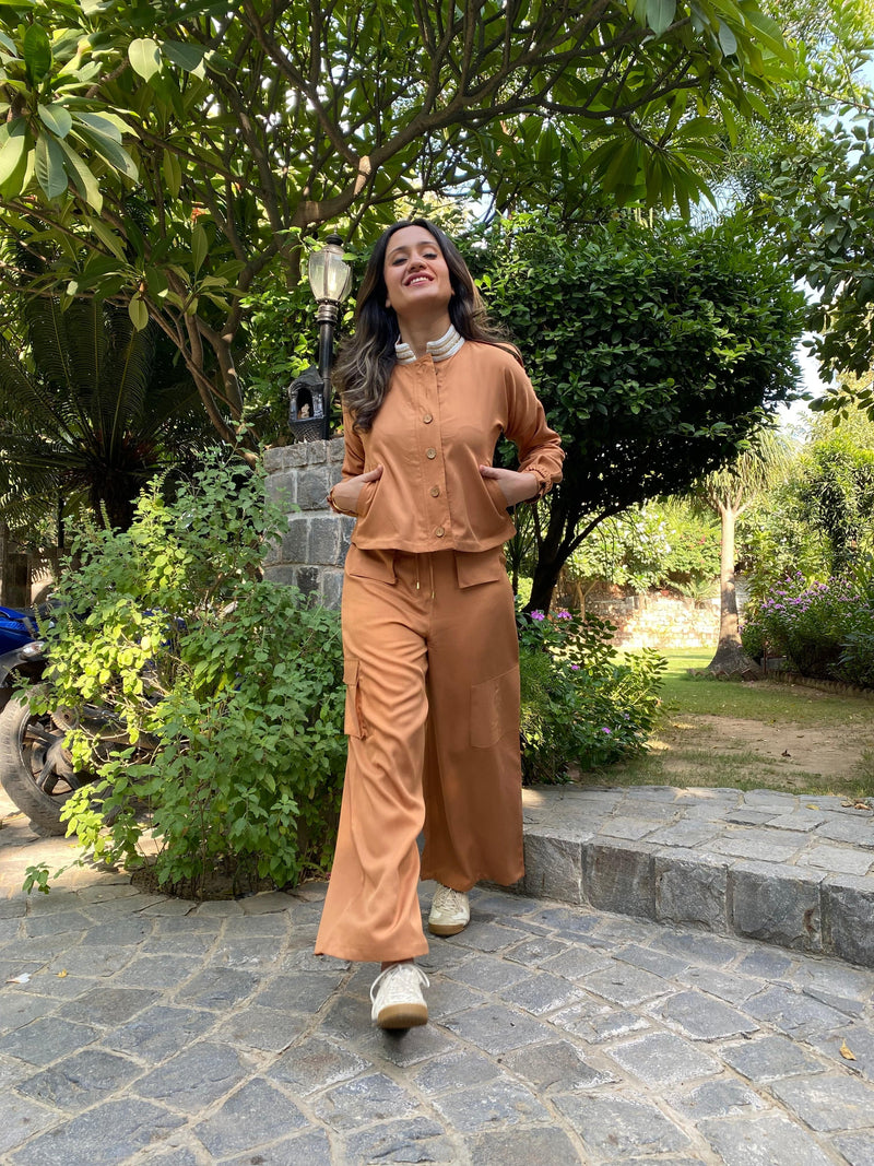 Mitaliwadhwa Camel Cargo Jacket