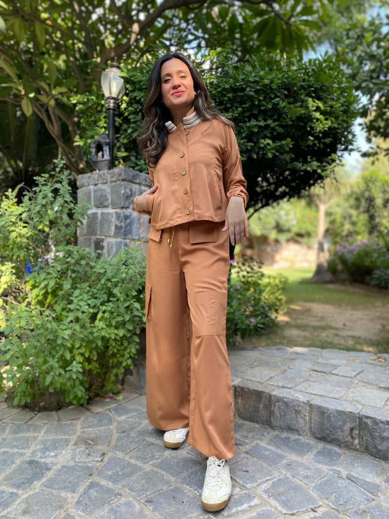 Mitaliwadhwa Camel Cargo Jacket