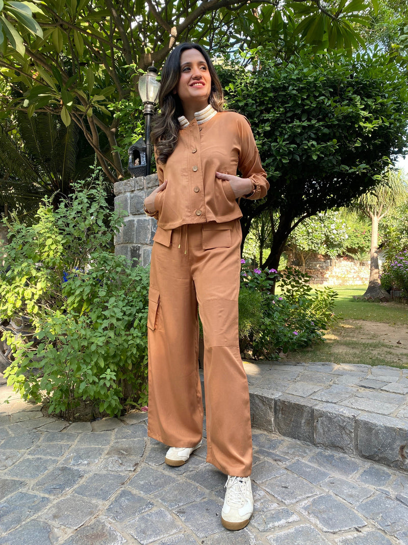 Mitaliwadhwa Camel Cargo Jacket