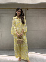 Mitaliwadhwa Co-ord Set Yellow Cotton Cutwork Co-ord Set