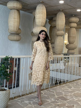 Mitaliwadhwa Dress Beige cotton schiffli dress 2.0