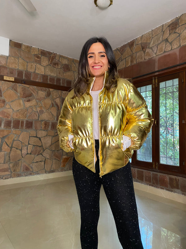 Mitaliwadhwa Gold bomber jacket