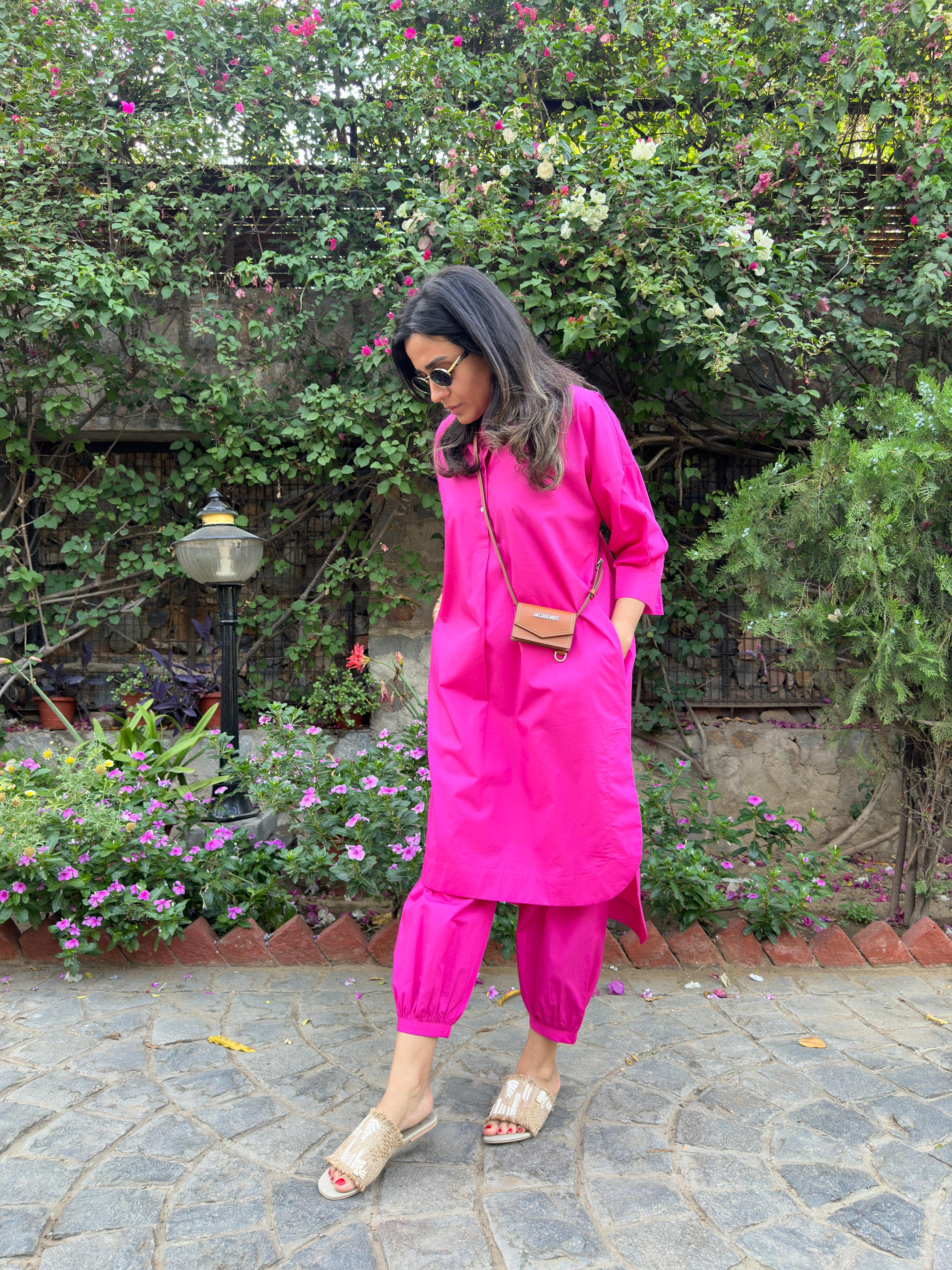 Hot Pink Cotton Kurta Pyjama Set for Women - Tasuvure X MW – Tasuvure X MW