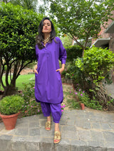 Mitaliwadhwa Kurta Pajama Set Tarini Manchanda in Purple Cotton Kurta Pajama Set