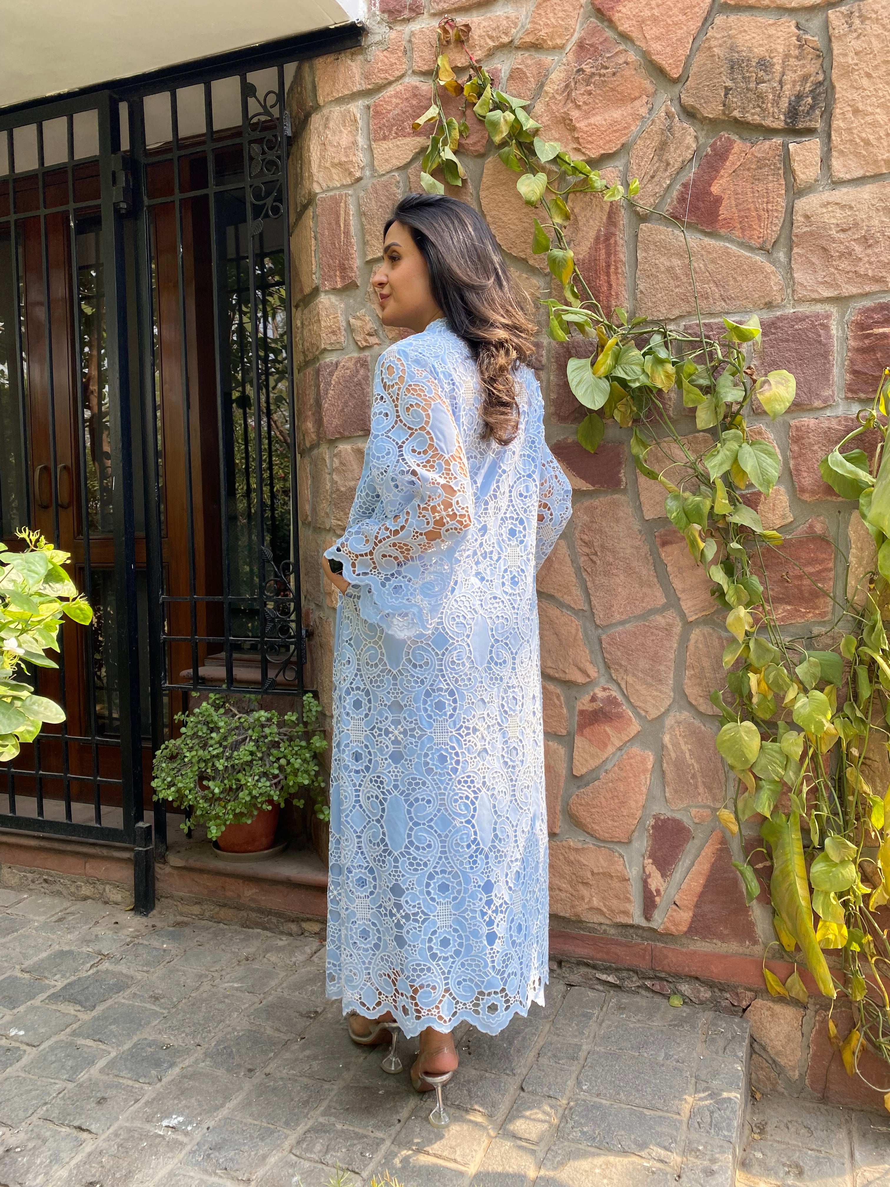 Light Blue Scallop Dress for Women