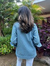 Mitaliwadhwa Light blue sequins denim shirt