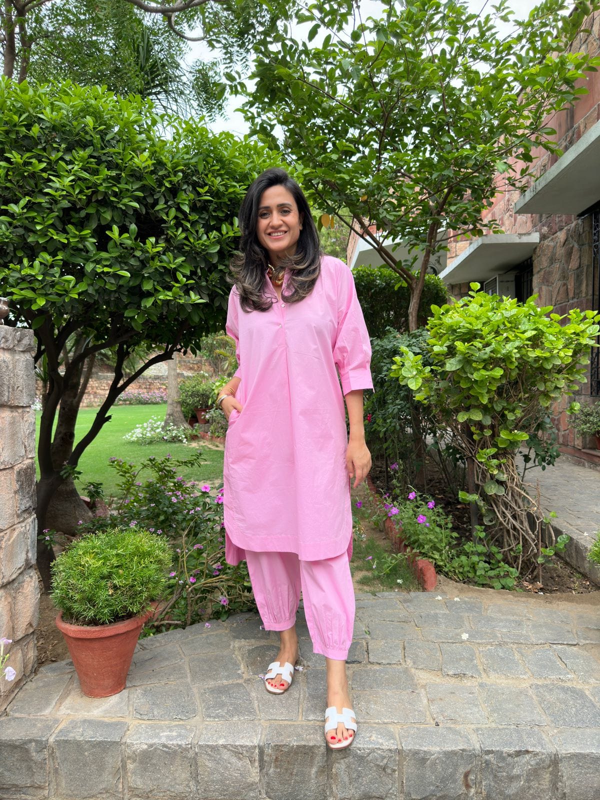 Light Pink Cotton Kurta Pyjama Set for Women - Tasuvure X MW – Tasuvure ...